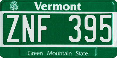 VT license plate ZNF395