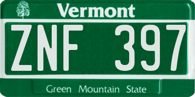 VT license plate ZNF397