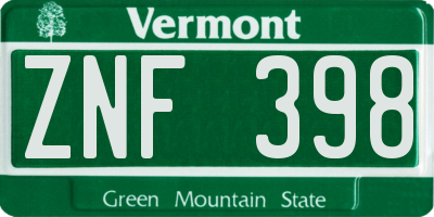 VT license plate ZNF398