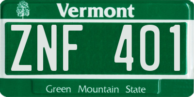 VT license plate ZNF401
