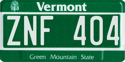 VT license plate ZNF404