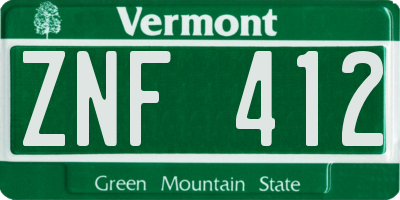 VT license plate ZNF412
