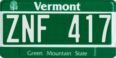 VT license plate ZNF417