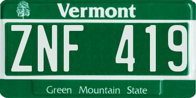 VT license plate ZNF419