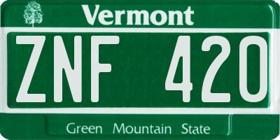 VT license plate ZNF420