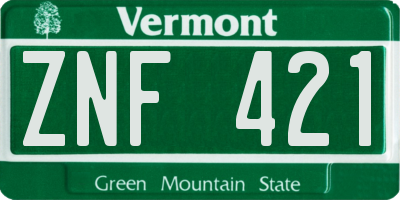VT license plate ZNF421
