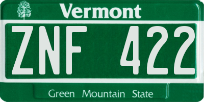 VT license plate ZNF422
