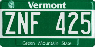 VT license plate ZNF425