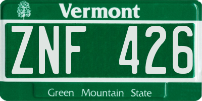 VT license plate ZNF426