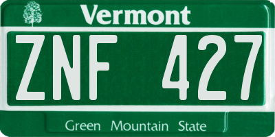 VT license plate ZNF427