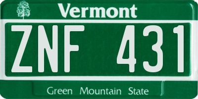 VT license plate ZNF431