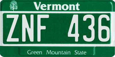 VT license plate ZNF436