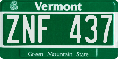 VT license plate ZNF437