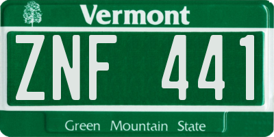 VT license plate ZNF441