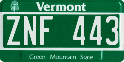 VT license plate ZNF443