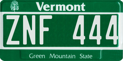 VT license plate ZNF444