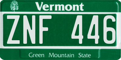 VT license plate ZNF446