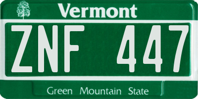 VT license plate ZNF447