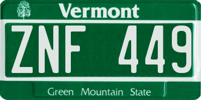 VT license plate ZNF449