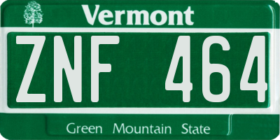 VT license plate ZNF464