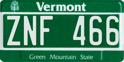 VT license plate ZNF466