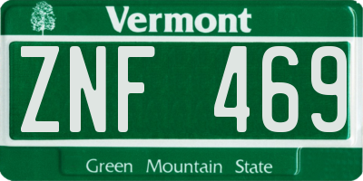 VT license plate ZNF469