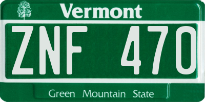 VT license plate ZNF470