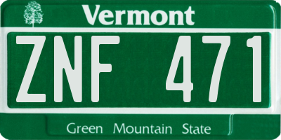 VT license plate ZNF471
