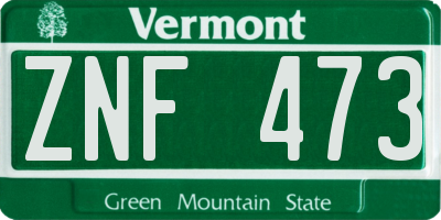 VT license plate ZNF473