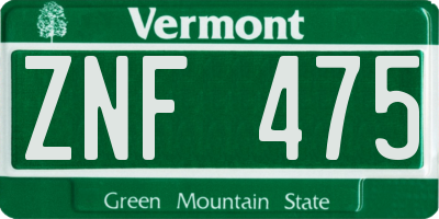 VT license plate ZNF475