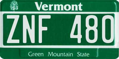 VT license plate ZNF480
