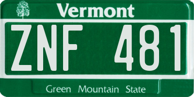 VT license plate ZNF481