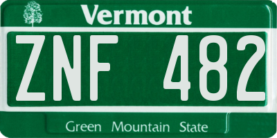 VT license plate ZNF482