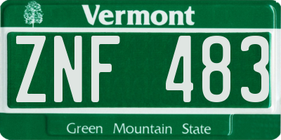 VT license plate ZNF483