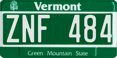 VT license plate ZNF484