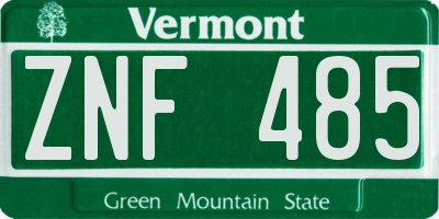 VT license plate ZNF485