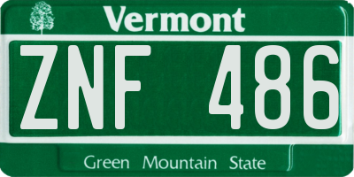 VT license plate ZNF486