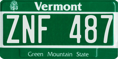 VT license plate ZNF487
