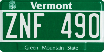 VT license plate ZNF490