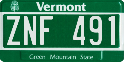 VT license plate ZNF491