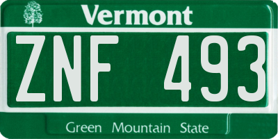 VT license plate ZNF493