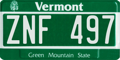 VT license plate ZNF497