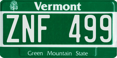 VT license plate ZNF499