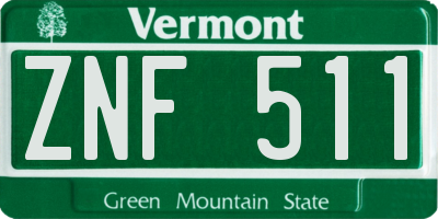 VT license plate ZNF511