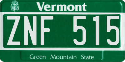 VT license plate ZNF515