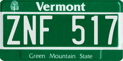 VT license plate ZNF517