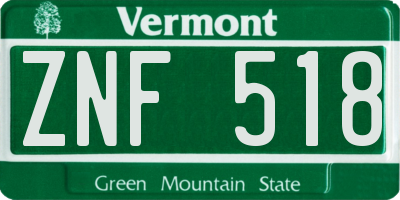 VT license plate ZNF518