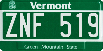 VT license plate ZNF519