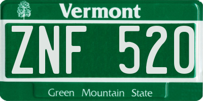 VT license plate ZNF520