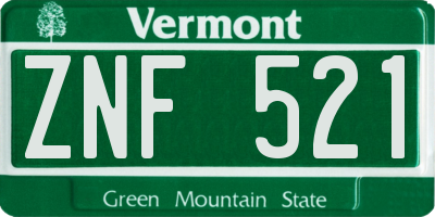 VT license plate ZNF521